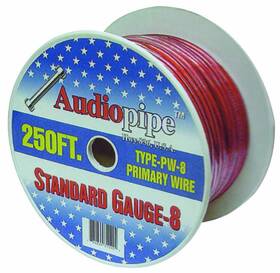 Pw8250-bl Audiopipe - 250ft 8 Gauge Oxygen Free Pwr.wire Blue
