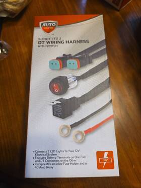 Auto Drive Trhmo4 Dt Wiring Harness With Switch 12v 40amp Relay For Lights / Light Bars