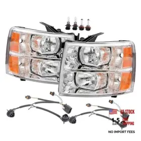 Ap031401 Corkiauto Headlights Assembly With Bulb And Wiring Harness Compatible Headlight Set