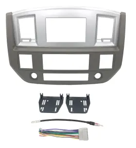 Custom Install Parts 654391232320 Khaki With Silver Double Din Stereo Dash Kit Bezel Wiring Harness Anten