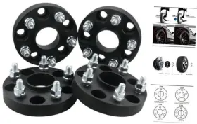 11072-25b4 Dcvauto 4pc Black 5x115 Hubcentric Wheel Spacers 1 Inch 12x1.5 Studs 70.3 Bore