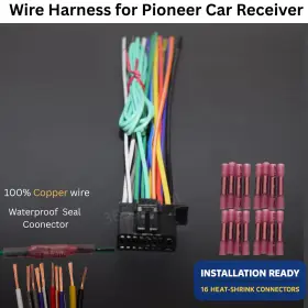 G-hp-sw1001 Garm Power Wire Harness For Pioneer Mvhs21bt Mvh-s21bt Kit With Connectors