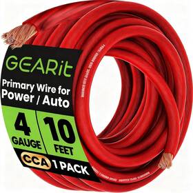 Gearit Gi-grd-4g-cc-10f-rd 4 Gauge 4ga Awg Cca Power Ground Battery Cable 10ft Red Automotive Wire