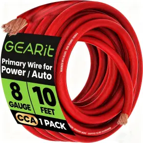 Gi-grd-8g-cc-10f-rd Gearit 8 Gauge Battery Cable 10 Ft Red Awg Cca - 10ft Wire