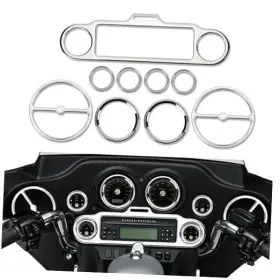 Hc0056s9 Hc0056 Motorcycle Stereo Accent Speedometer Speaker Trim Ring Set Chrome Plastic