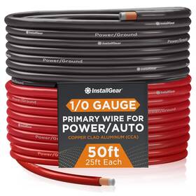 Installgear Ig025r/bk 1/0 Gauge Wire 50ft Copper Clad Aluminum Black/red