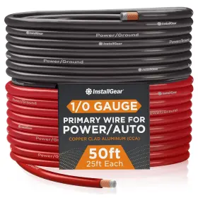 Ig025r Installgear Ig025r/bk 1/0 Gauge Wire 50ft Copper Clad Aluminum Black/red