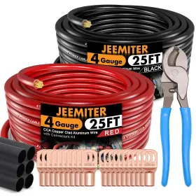 Zz-tbl00-20240905 Jeemiter 4 Gauge Cca Wire Kit With 50ft Red And Black Cutter