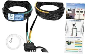 Jy-tcxs-01 Kbiykuy 22 Ft 4-pin 5-wire Trailer Wiring Harness With Nylon Mesh Protection A