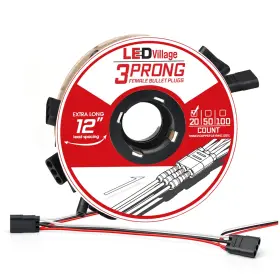 Fbm-lv-20-3p-f-roll-xl Ledvillage Wiring Harness 3 Prong Female Bullet Plug 20 Counts 12 Inch Lead Spacing