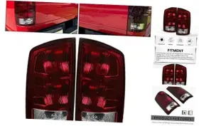 Mo-414 Mod Vanten Tail Light Assembly With Bulb Pair Dark Red/ Clear Lens Chrome Housing