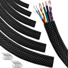 Mtjswxsy 8-10ft-b Automotive Braided Wire Loom Split-sleeve High Temp 10ft 3/8in Black