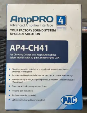 Ap4-ch41 Pac Aph-c41 R.2 Amppro Interface For 2013-2017 Chrysler Dodge Jeep Vehicles Ap4-ch41 Pac Aph-c41 R.2 Amppro Interface For 2013-2017 Chrysler Dodge Jeep Vehicles