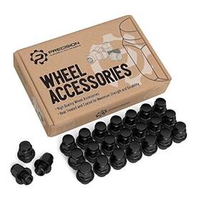Precision European Motorwerks 24pc-12x1.5-mag-bk 24 Pcs Mag Style Lug Nuts With Washer - 12mm X 1.5 12x1.5 Threads Black