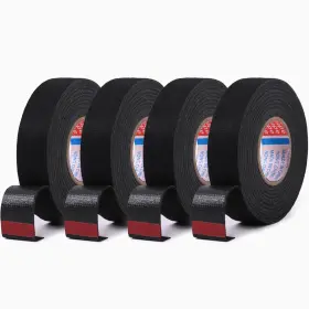 Qttech 732688327451 4 Rolls Wire Harness Cloth Tape Speaker Wiring Black Adh