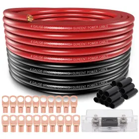 Ruikarhop 699945994200 4 Gauge Wire 25ft Each- Black/red Copper 50ft 100a Fuse Black Red