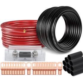 Tuijodaix Ca-tbl4wc-0z8z8f2 4 Gauge Wire 25ft Each - Red/black Copper Clad 50ft With Fuse Holder