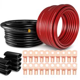 Tuijodaix Hs0848-ca2 1/0 Gauge Wire 20ft Each - Red/black Copper Clad Aluminum Cca Black/red