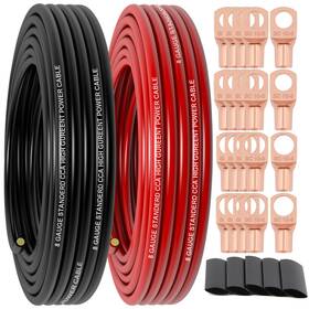 Xaugiry Ca-xrzlbt6-8 8 Gauge Wire 25ft Red Black Copper Clad Aluminum Cca 20pcs