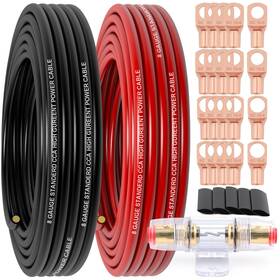 Xaugiry Ca-xrzlbtbxs6-8 8 Gauge Wire 25ft Red Black Copper Clad 60a Fuse Holder