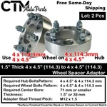 2X 1.5" Thick 4X4.5 (4X114.3) Wheel Spacer Adapter Fit 4LUG Acura Honda Hyundai New. Price: $48.57.