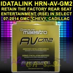 Idatalink Maestro HRN-AV-GM2 AVGM2 Rear Seat Video Harness For Vehicles New. Price: $15.55.