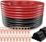 4 Gauge (25FT Each- Black/red) Copper Clad 50FT Wire, Black, New. Price: $57.08.